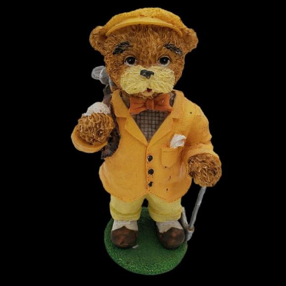 Two LOI Distributing 5 1/2" Paper Mache Grandpa Golf Figurines Decor Brown Bears - Picture 4 of 8